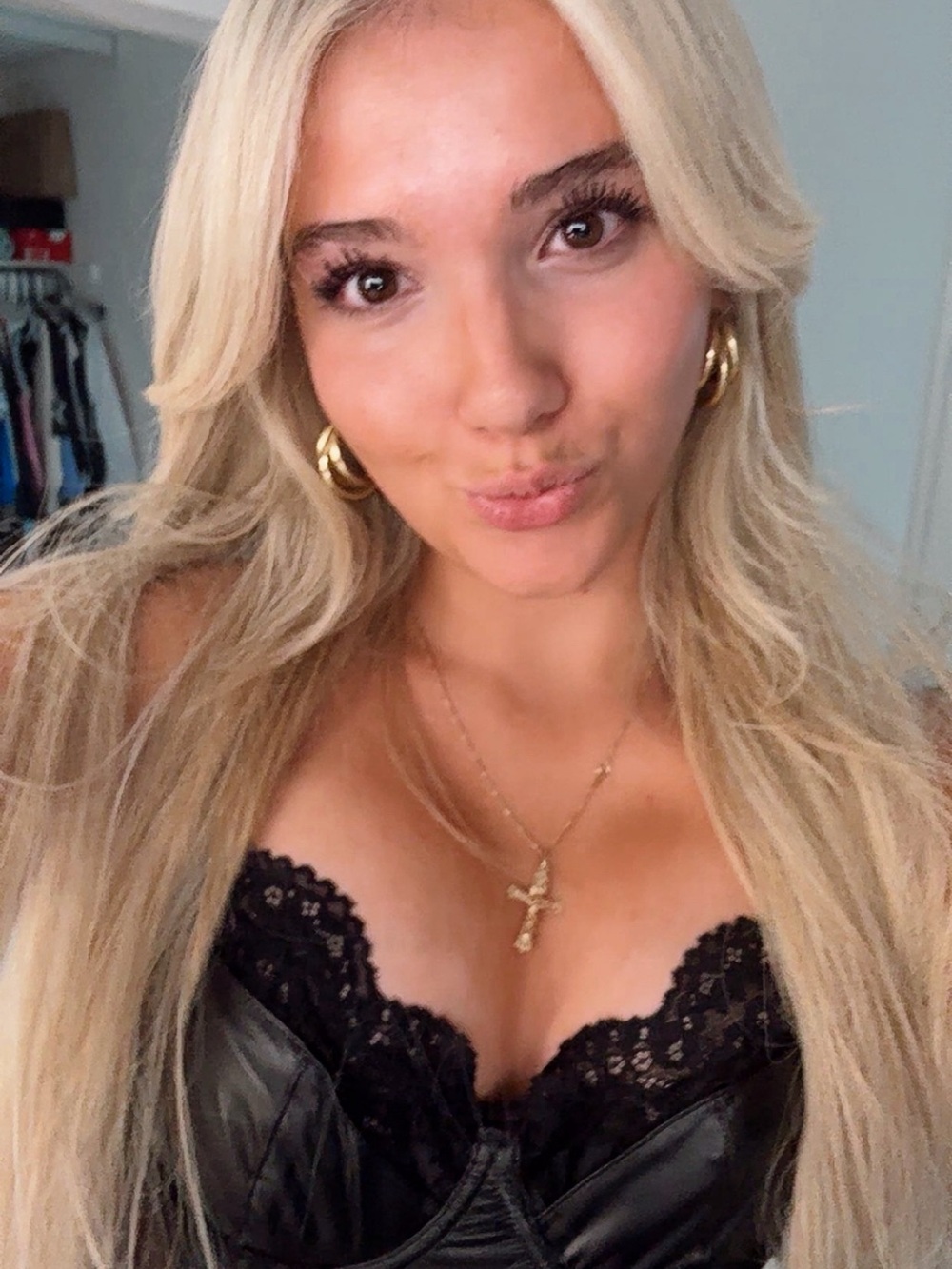 Black Lace Leather Bustier Top